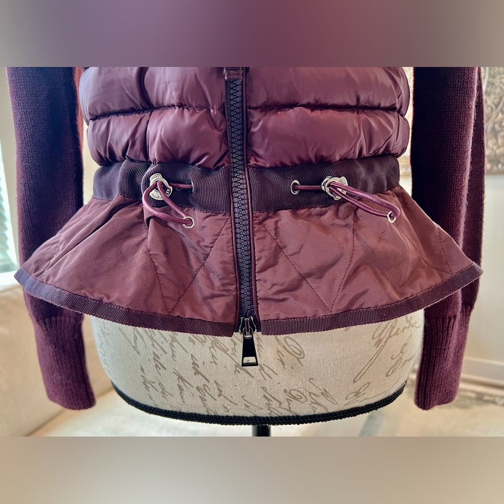 Moncler Burgundy Lightweight Puffer Cardigan Size Small - Picture 5 of 11